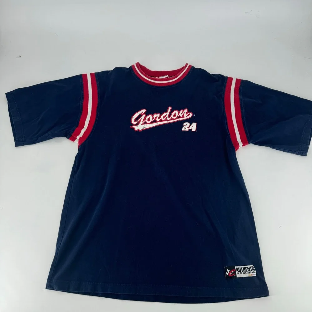 Chase Authentics Jeff Gordon 24 NASCAR Racing T-Shirt Mens Large Navy Blue Red - Picture 1 of 3